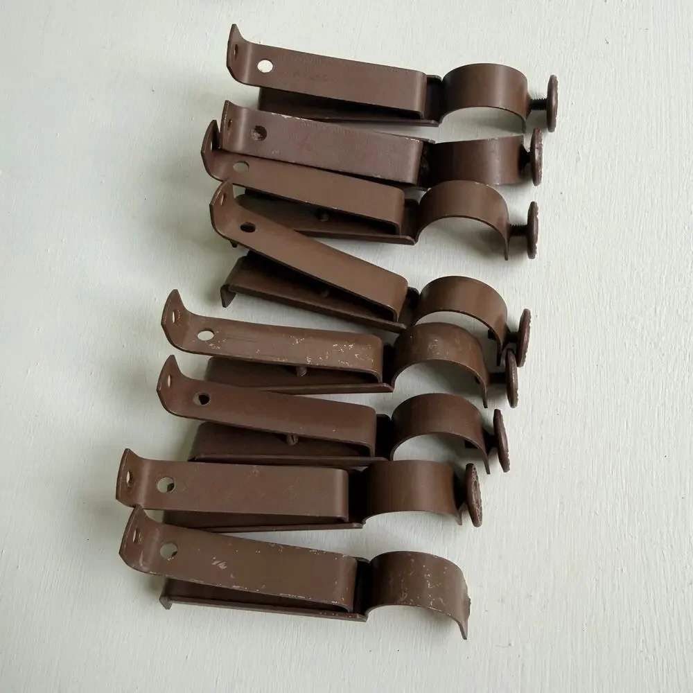 Vintage Style Faux Wood Curtain Set - Rings, Wall Brackets & Finials